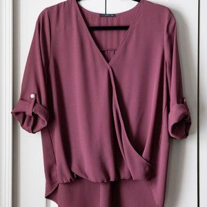 Mauve high/low 3/4 sleeve blouse